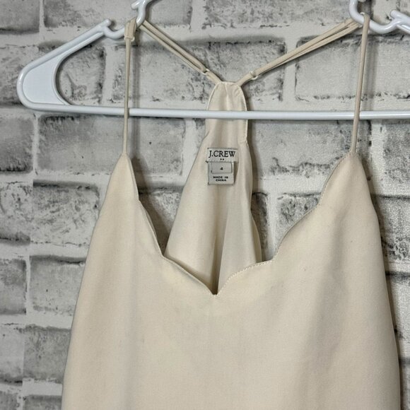 J CREW Scalloped Cami Tank Top Ivory Cream Racerback Spaghetti Blouse size 4 - Picture 4 of 10